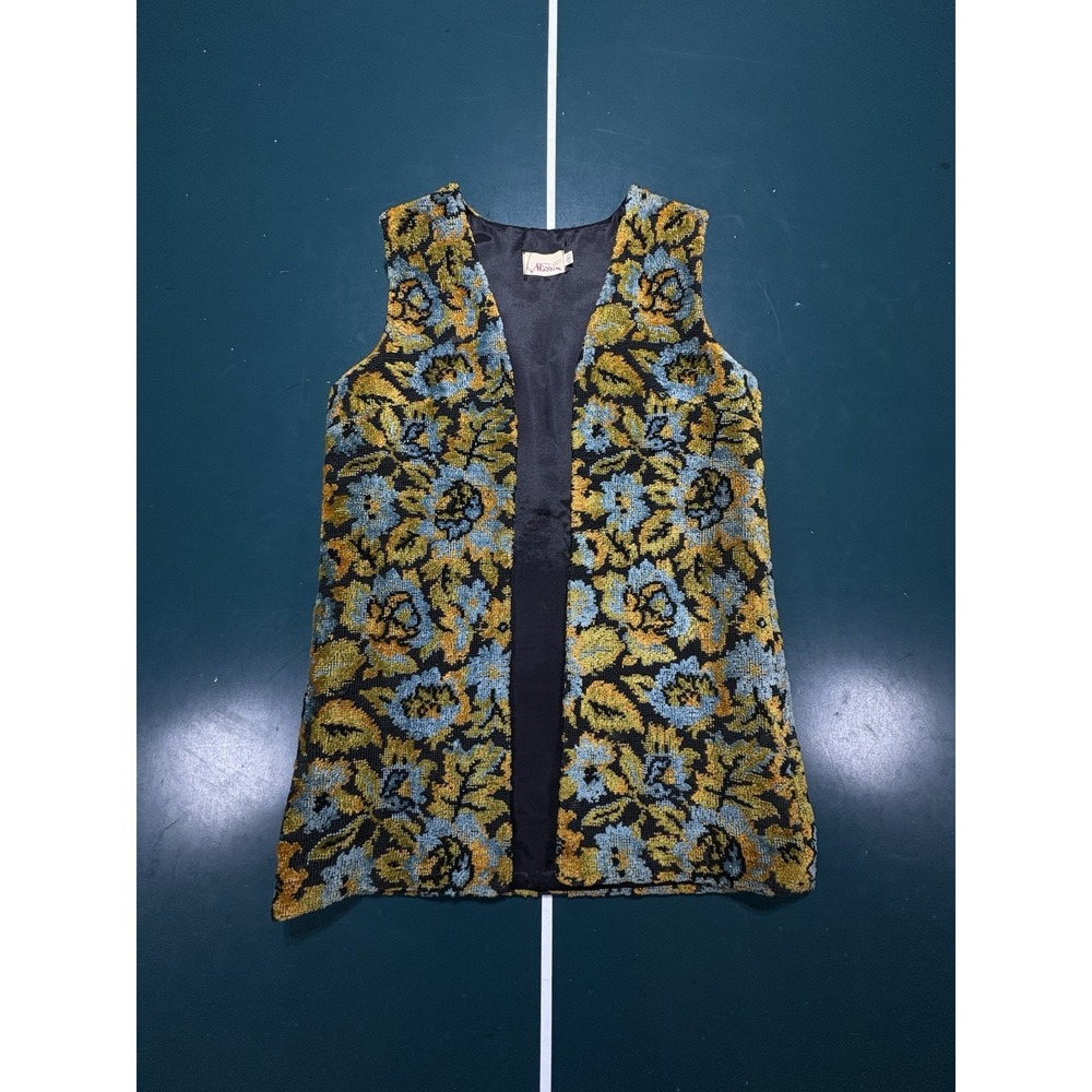 Vintage 70s Aladdin Tapestry Vest Women's Small Floral Leaf Boho‎ Hippie Rare